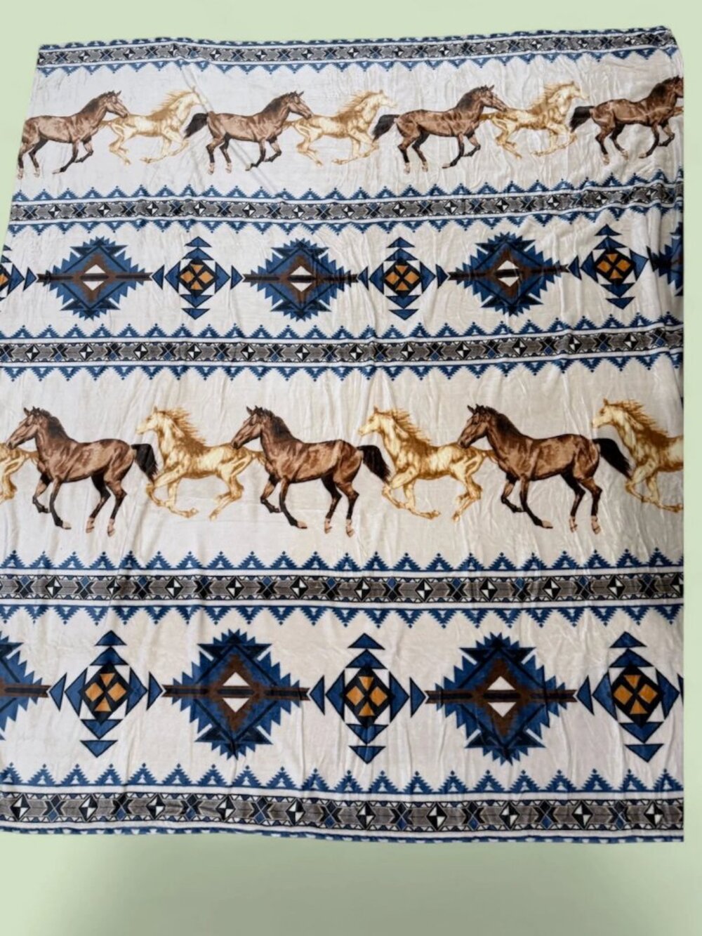 Horse Print Southwest Native Aztec Tribal 50"x60" Throw Blanket - Home Bedding